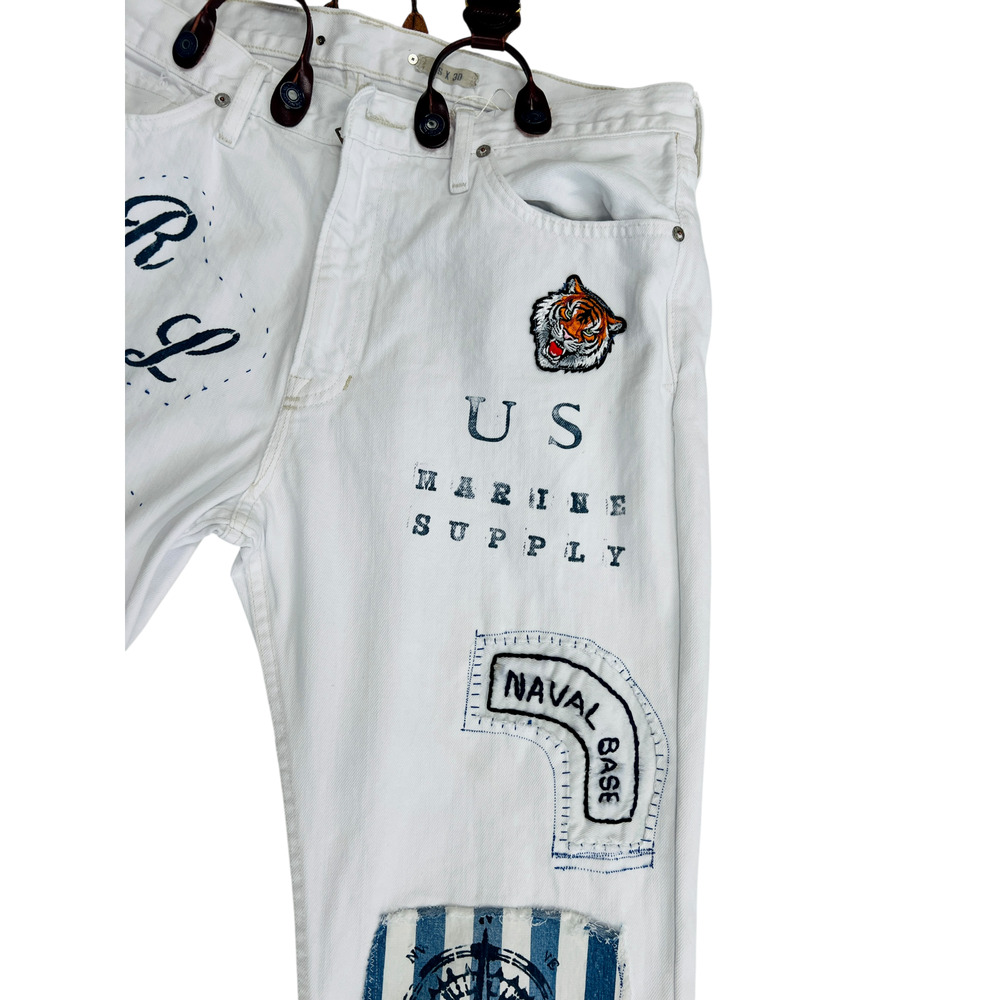 Polo Ralph Laure Jeans Men 867 36x30-Patchwork Distressed Upcycled graffiti - Picture 6 of 16